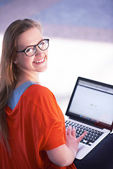 Image showing student girl with laptop computer