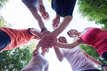 Image showing jogging people group have fun