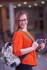 Image showing student girl with tablet computer