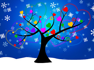 Image showing Tree Snow Represents Nature Forest And Treetop