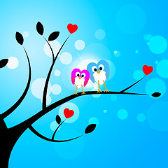 Image showing Tree Owls Represents Valentine\'s Day And Forest