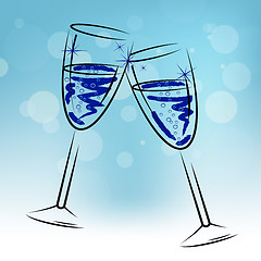 Image showing Champagne Glasses Means Beverage Fun And Congratulations