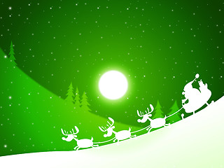 Image showing Moon Santa Indicates Merry Xmas And Celebrate