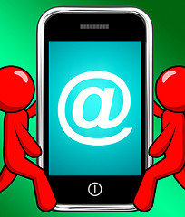 Image showing At Symbol On Phone Displays At-Sign Email