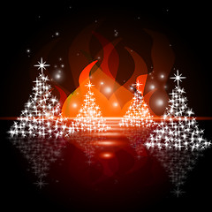 Image showing Xmas Tree Indicates Merry Christmas And Blazing