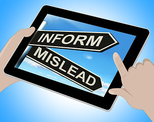 Image showing Inform Mislead Tablet Means Advise Or Misinform