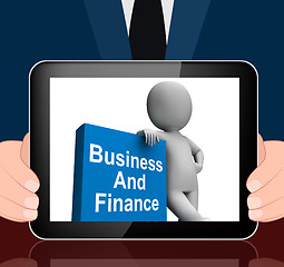 Image showing Character With Business And Finance Book Displays Businesses Fin