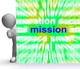 Image showing Mission Word Cloud Sign Shows Strategy And Vision