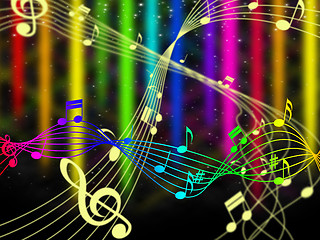 Image showing Background Color Shows Music Note And Acoustic