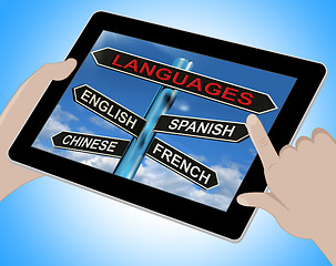 Image showing Languages Tablet Means English Chinese Spanish And French