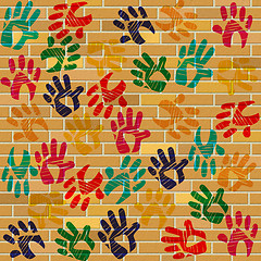 Image showing Brick Wall Indicates Multicolored Painted And Design