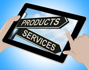 Image showing Products Services Tablet Shows Business Merchandise And Service