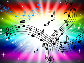 Image showing Sunrays Color Shows Bass Clef And Audio