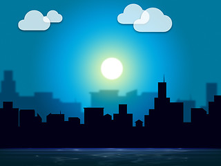 Image showing Evening Sky Indicates Night Time And Cityscape