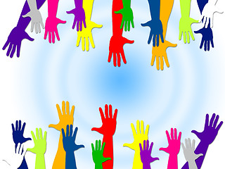 Image showing Reaching Out Represents Hands Together And Buddies