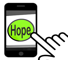 Image showing Hope Button Displays Hoping Hopeful Wishing Or Wishful