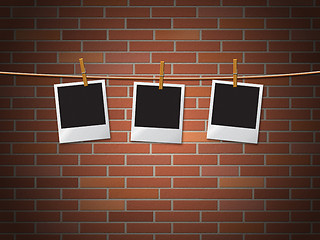 Image showing Photo Frames Represents Blank Space And Bricks