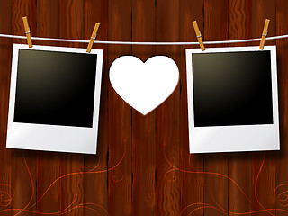 Image showing Photo Frames Indicates Valentine\'s Day And Heart