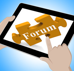 Image showing Forum Tablet Shows Internet Discussion And Exchanging Ideas