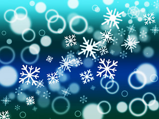 Image showing Snowflake Bokeh Means Merry Christmas And Blurred