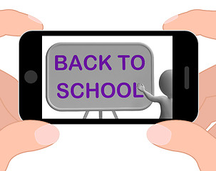 Image showing Back To School Phone Shows Learning And Stationery Supplies