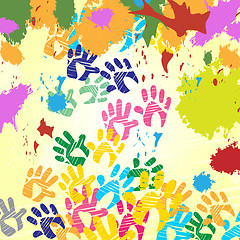 Image showing Splash Handprints Indicates Colorful Blobs And Human