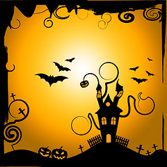 Image showing Haunted House Shows Trick Or Treat And Astronomy