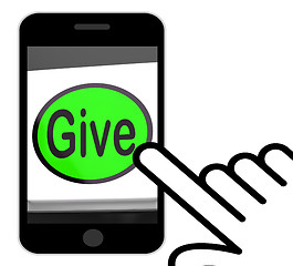 Image showing Give Button Displays Bestowed Allot Or Grant