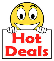 Image showing Hot Deal On Sign Shows Bargains Sale And Save