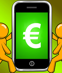 Image showing Euro Sign On Phone Displays European Currency