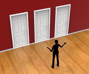 Image showing Choice Silhouette Indicates Door Frame And Alternative