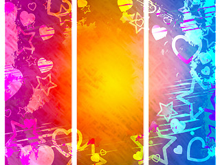 Image showing Grunge Background Shows Heart Shapes And Colorful