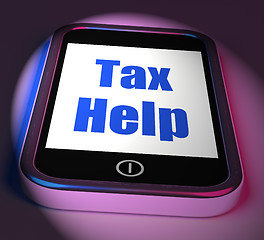 Image showing Tax Help On Phone Displays Taxation Advice Online