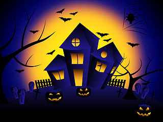 Image showing Haunted House Means Trick Or Treat And Autumn