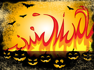 Image showing Pumpkin Halloween Represents Trick Or Treat And Blaze