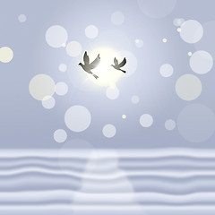 Image showing Doves Landscape Means Bokeh Lights And Birds