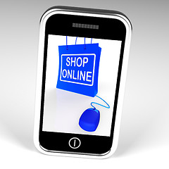 Image showing Shop Online Bag Displays Internet Shopping and Buying