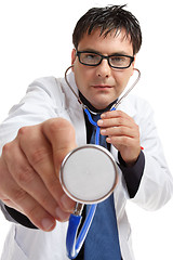 Image showing Doctor using stethoscope