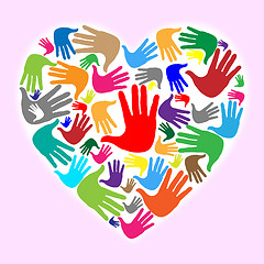 Image showing Hands Handprints Represents Valentine\'s Day And Childhood