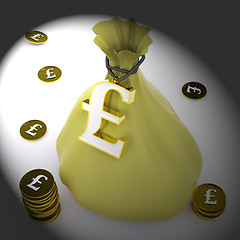 Image showing Pound Bag Means British Wealth And Money