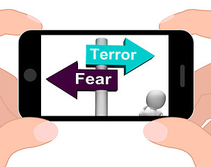 Image showing Terror Fear Signpost Displays Anxious Panic And Fears