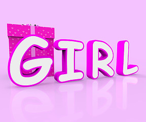 Image showing Girl Giftbox Shows Young Woman And Celebrate