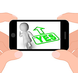 Image showing Yes And 3D Character Displays Affirm Agree Ok