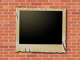 Image showing Photo Frames Indicates Blank Space And Brick-Wall