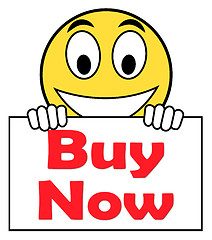 Image showing Buy Now On Sign Shows Purchasing And Online Shopping