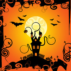 Image showing Haunted House Shows Trick Or Treat And Bats