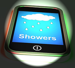 Image showing Showers On Phone Displays Rain Rainy Weather