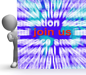 Image showing Join Us Word Cloud Sign Shows Joining Membership Register