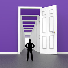 Image showing Silhouette Man Indicates Door Frames And Adult