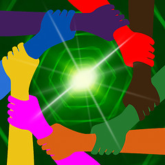 Image showing Holding Hands Indicates Globalisation Together And Earth